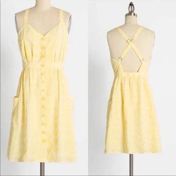 Modcloth Dresses & Skirts - Modcloth Everyday Vacay Sleeveless‎ Dress Women's Size 14 Yellow